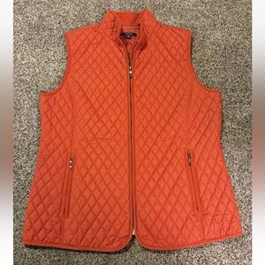 Nautica Women’s Quilt Vest Burnt Orange Medium M Zipper Mint Condition